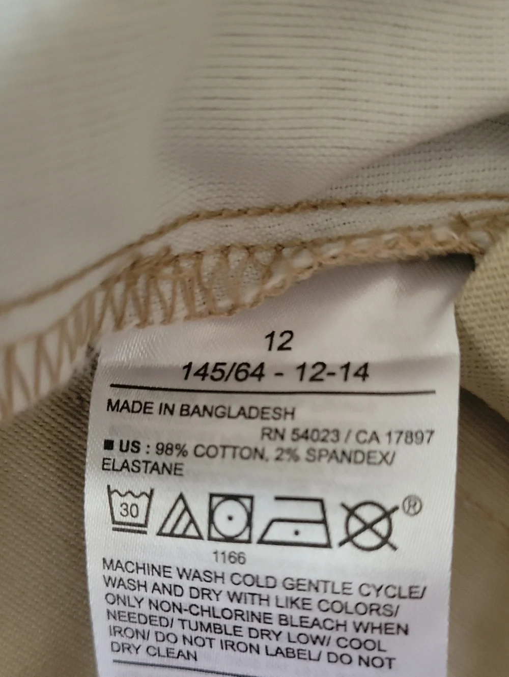 Old Navy Girl's Boot Cut School Uniform Pants, Khaki, 12, NWT